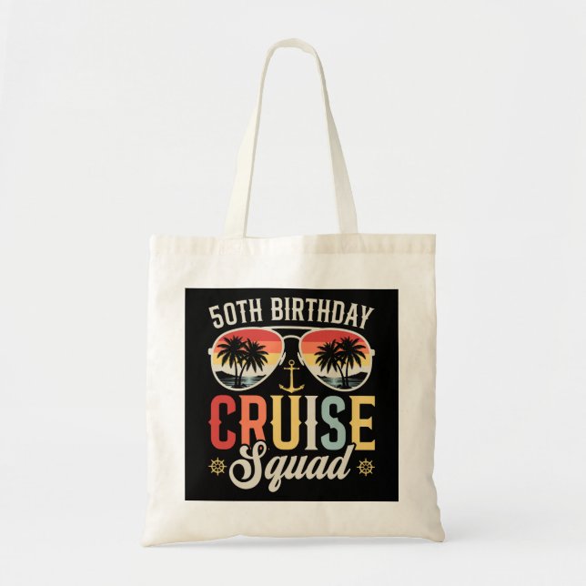 50TH Birthday Cruise Squad Family Matching Tote Bag (Front)