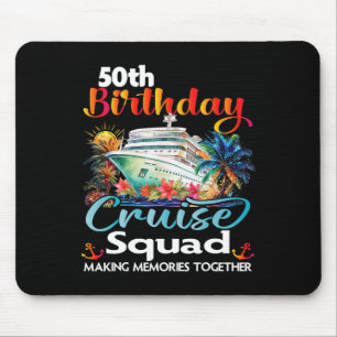 50th Birthday Cruise Squad Friends Family Vacation Mouse Mat