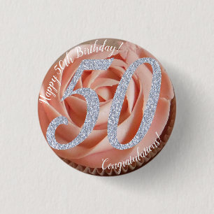 50th Birthday Cupcake 3 Cm Round Badge