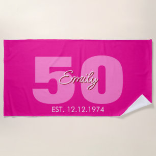 50th Birthday ,Custom 50th Birthday Gift,50th  Beach Towel