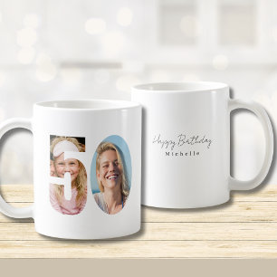 50th Birthday Custom Two Photo  Coffee Mug