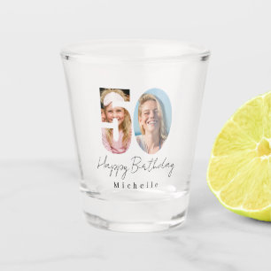 50th Birthday Custom Two Photo Shot Glass