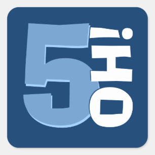 50th Birthday Custom Year Navy and Baby Blue Square Sticker