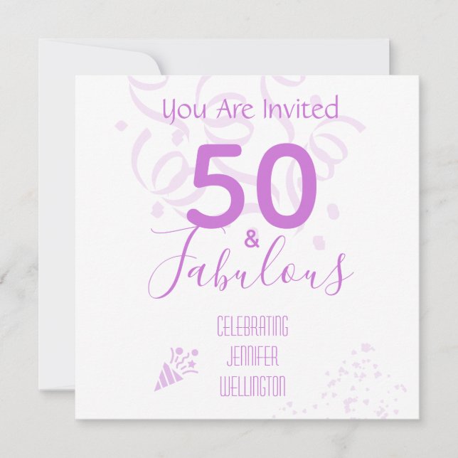 50th Birthday CustomName Hot Pink Party Invitation (Front)