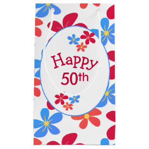 50th Birthday Daisies On White Small Gift Bag