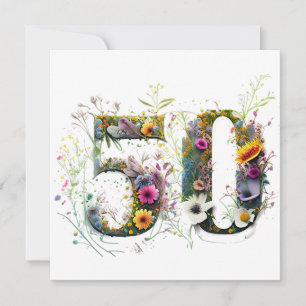 50th Birthday Decorative Wildflower Text
