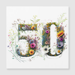 50th Birthday Decorative Wildflower Text