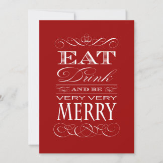 50th Birthday Dinner Party Eat Drink and be Merry Invitation
