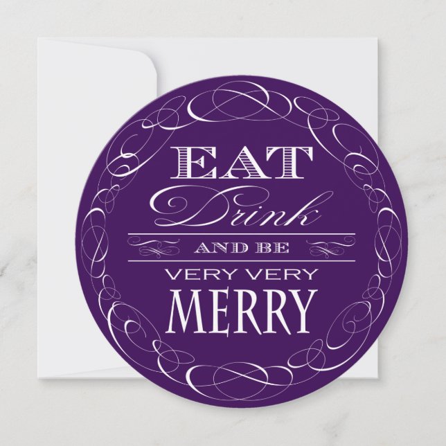 50th Birthday Dinner Party Eat Drink and be Merry Invitation (Front)