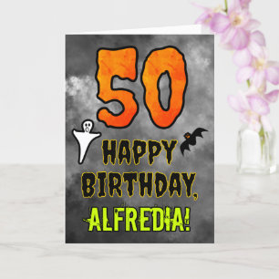 50th Birthday: Eerie Halloween Theme + Custom Name Card