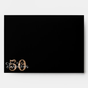 50th Birthday Elegant 50 AND FABULOUS Gold Black Envelope
