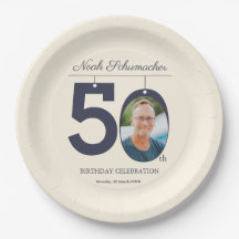 50th Birthday Elegant Beige Vintage Custom Photo
