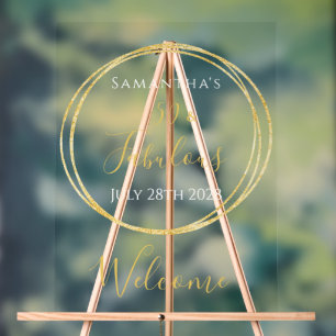 50th Birthday Elegant Birthday Party Welcome Acrylic Sign