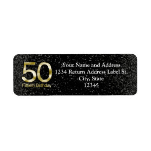 50th Birthday, Elegant Black Gold Glam
