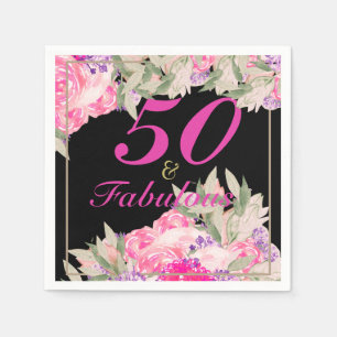 50th Birthday Elegant Floral Roses Invitation Napkin