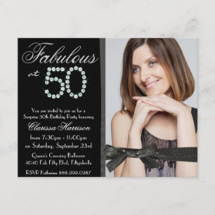 50th Birthday Elegant Glitter and Diamonds Invitation