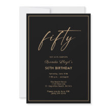 50th Birthday Elegant Gold Black Party Invitation