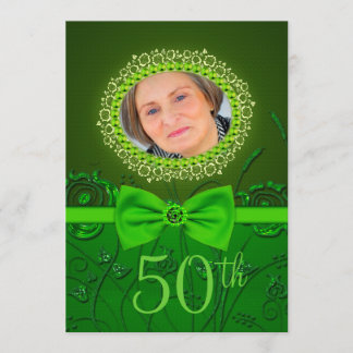 50th birthday elegant green floral invitation card