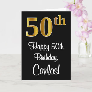 50th Birthday ~ Elegant Luxurious Faux Gold Look # Card