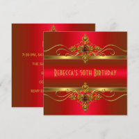 50th Birthday Elegant Rich Red Velvet Gold Jewel