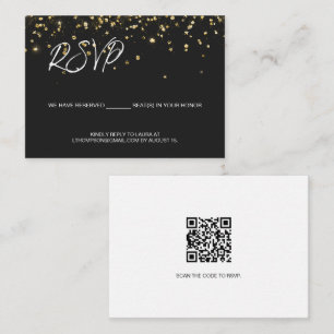 50th birthday Email RSVP Gold confetti QR code Enclosure Card