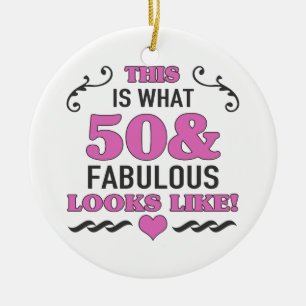 50th Birthday Fabulous Ceramic Tree Decoration