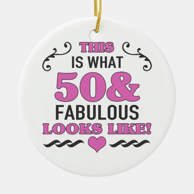 50th Birthday Fabulous Ceramic Tree Decoration (Front)