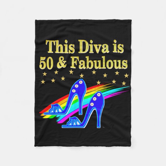 50TH BIRTHDAY FABULOUS DIVA DESIGN FLEECE BLANKET (Front)
