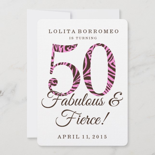 50th Birthday Fabulous & Fierce Party Invitation (Front)