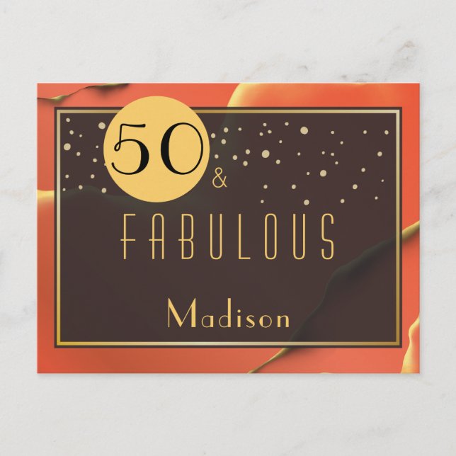 50th Birthday Fabulous Tomato Red  Postcard (Front)