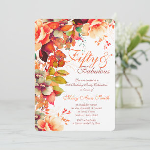 50th Birthday Fall Autumn Garden Floral Invitation