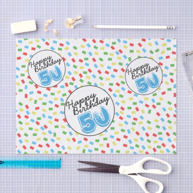 50th Birthday Festive Colourful Tissue Paper (Craft)