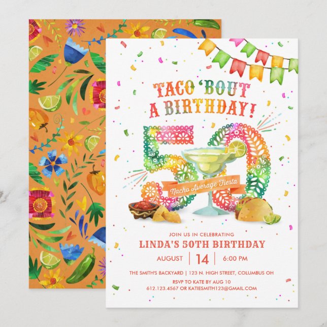 50th Birthday Fiesta Invitation (Front/Back)