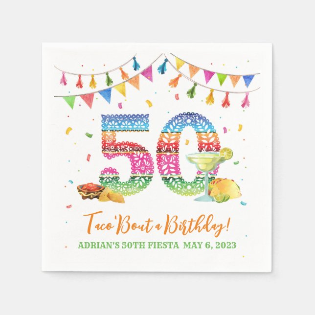 50th Birthday Fiesta Napkins (Front)