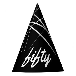 50th Birthday Fifty Black Paper Party Hat