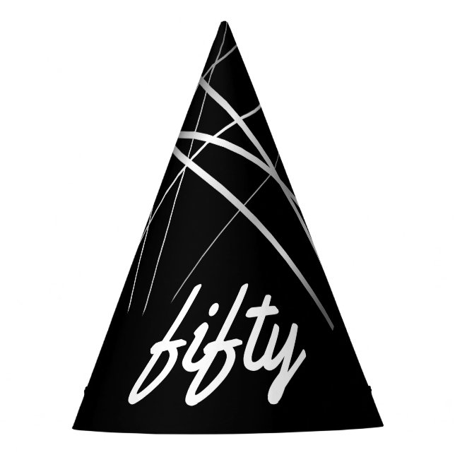 50th Birthday Fifty Black Paper Party Hat (Front)