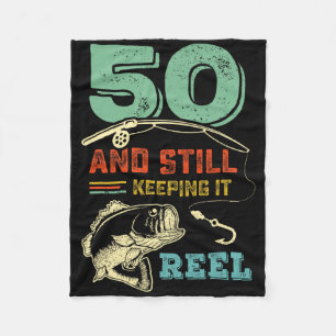 50th Birthday Fishing Turning 50 Fisherman Mens Pu Fleece Blanket