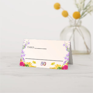 50th birthday floral modern 50 years party elegant place card