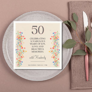 50th birthday floral party 50 years garden party napkin