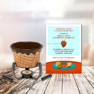 50th Birthday Fondue Dinner Party Invitation