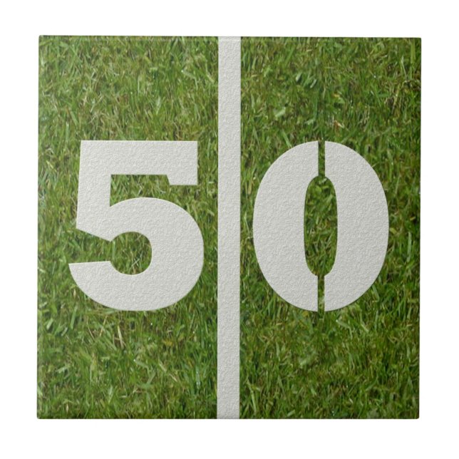 50th Birthday Football Customisable Tile (Front)
