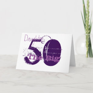 50th Birthday for daughter, purple text on white. Card