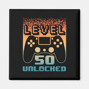 50th Birthday For Men Level 50 Unlocked Gamer 50 Y Magnet