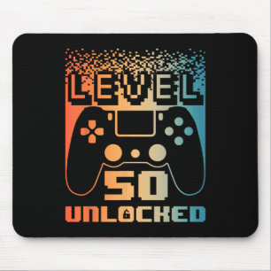 50th Birthday For Men Level 50 Unlocked Gamer 50 Y Mouse Mat