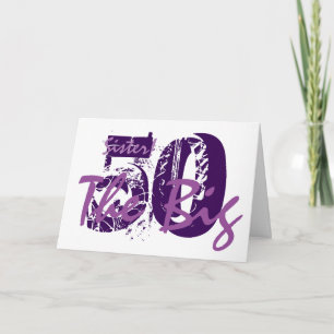 50th Birthday for sister, purple text on white. Card
