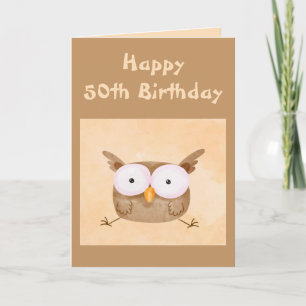 50th Birthday Fun Humour Shocked Owl Bird Card