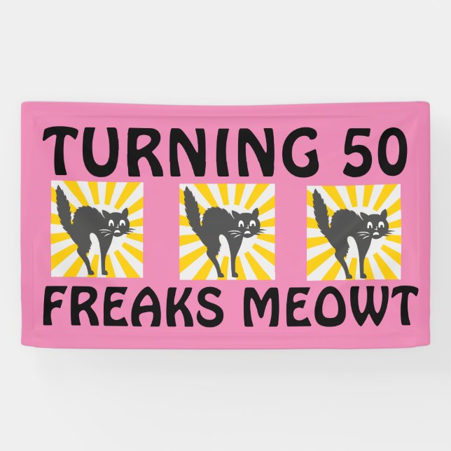 50TH BIRTHDAY FUNNY CAT BANNER (Horizontal)