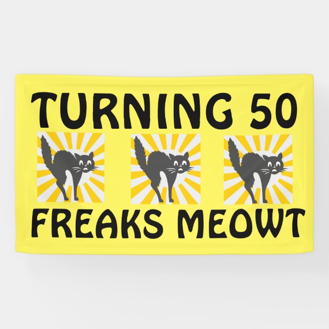 50TH BIRTHDAY FUNNY CAT BANNER (Horizontal)