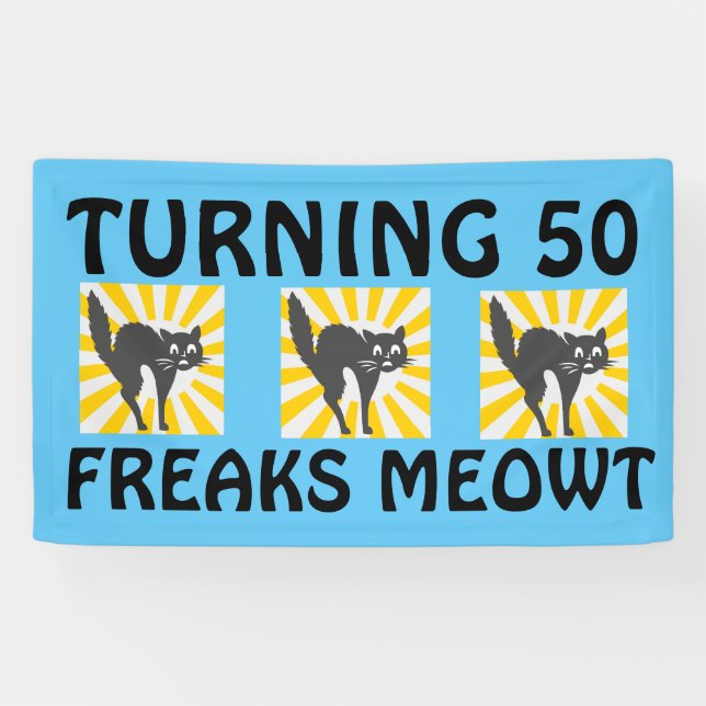 50TH BIRTHDAY FUNNY CAT BANNER (Horizontal)