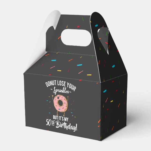 50th Birthday Funny Doughnut Fifty Years Old Party Favour Box (Front Side)